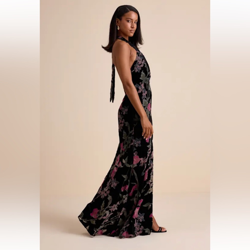 Lulu's Black and Pink Floral Maxi Dress - Picture 5 of 5